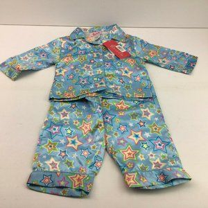Gyrl Co Girls Button Down Shirt 2pc Pajama Night Set Outfit Blue Stars Size 4